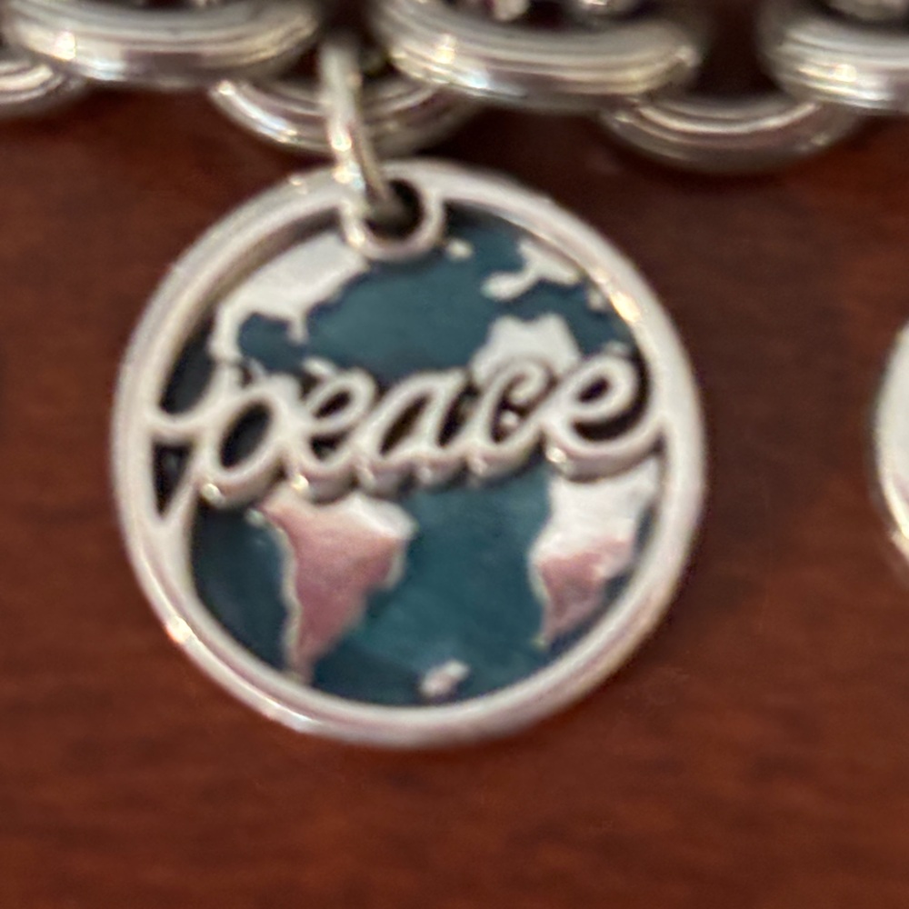 Brighton Silver Charm Bracelet with Heart and Peace Charms - Picture 5 of 13